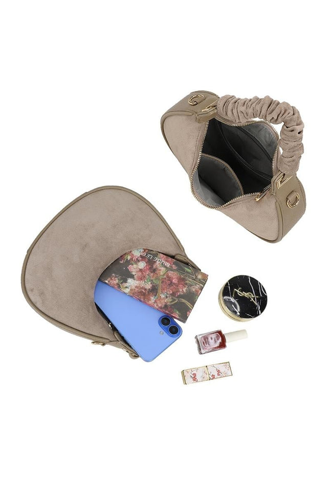 OP=OP.07.NL Taupe Halve Maan Handtas