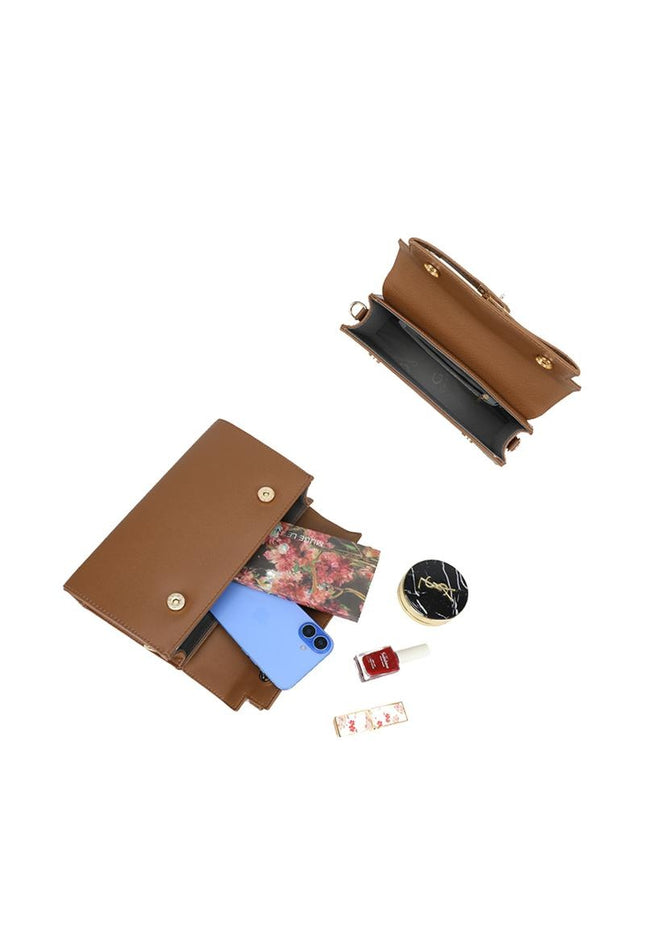 OP=OP.07.NL Bruine Tas met Gouden Sluiting