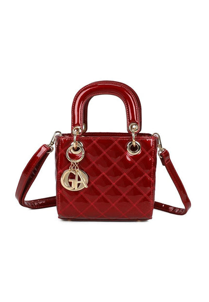 OP=OP.07.NL Rode Handtas met Ruitpatroon