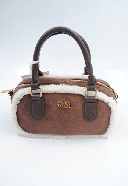 OP=OP.07.NL Bruine Suède Tas met Bontdetails