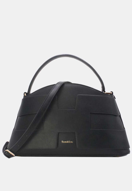 OP=OP.07.NL Handtas in Zwart met Geometrisch Patroon