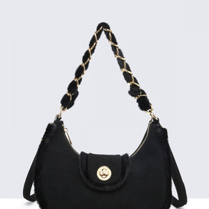 OP=OP.07.NL Zwarte Suède Schoudertas