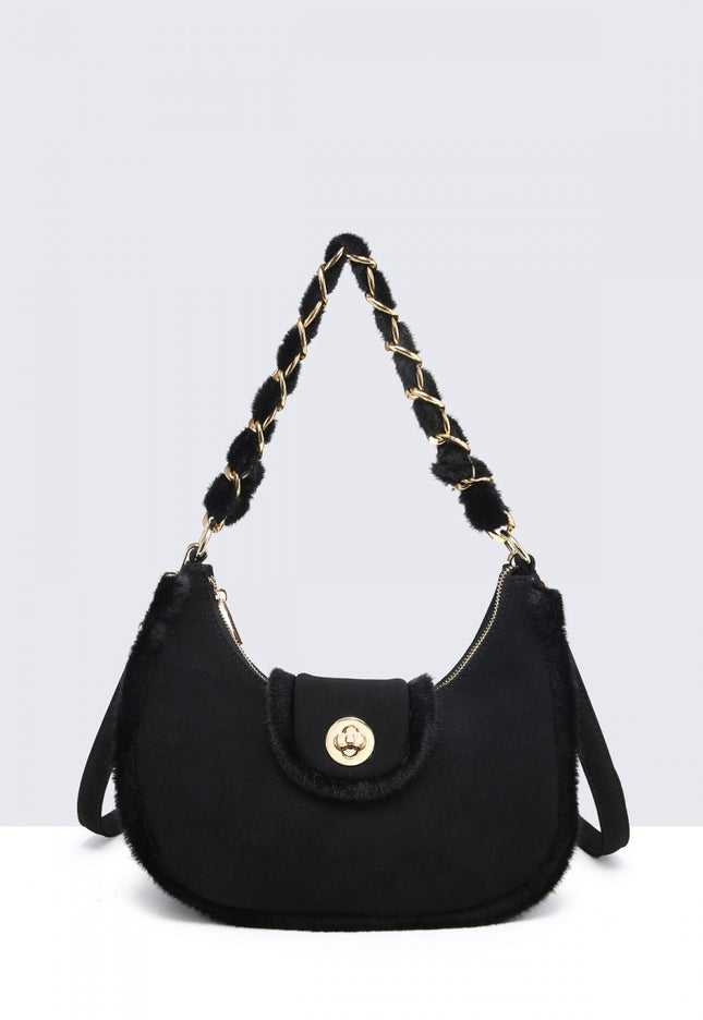 OP=OP.07.NL Zwarte Suède Schoudertas