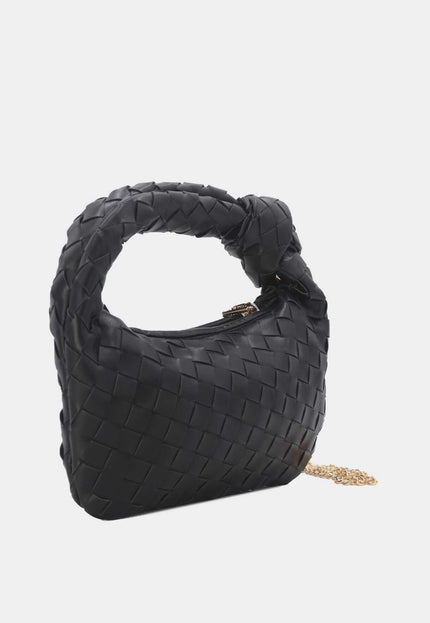 OP=OP.07.NL Zwarte Lederlook Geweven Tas