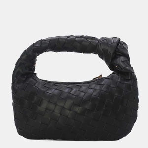 OP=OP.07.NL Zwarte Lederlook Geweven Tas