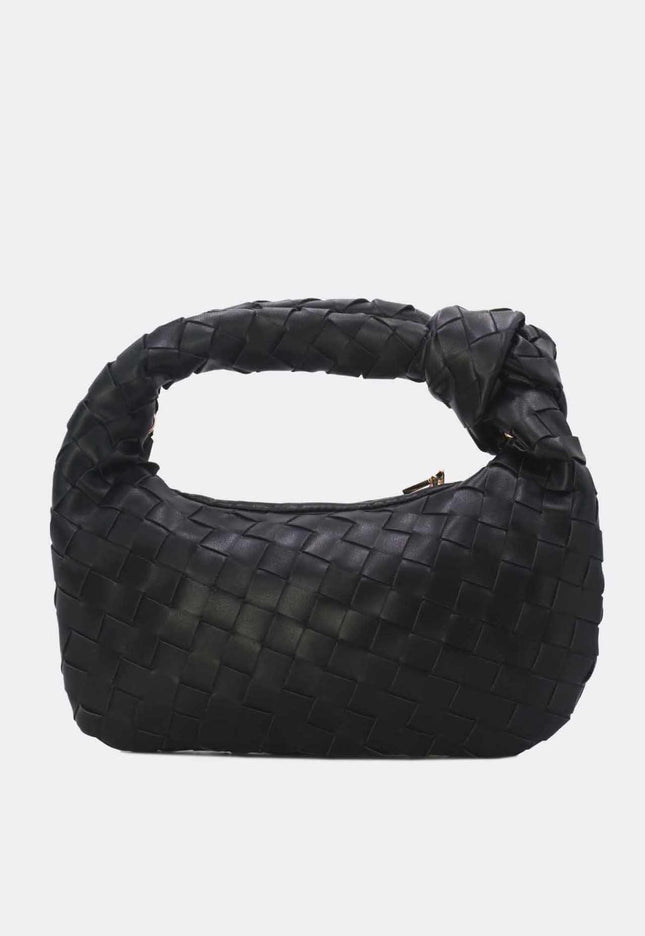 OP=OP.07.NL Zwarte Lederlook Geweven Tas