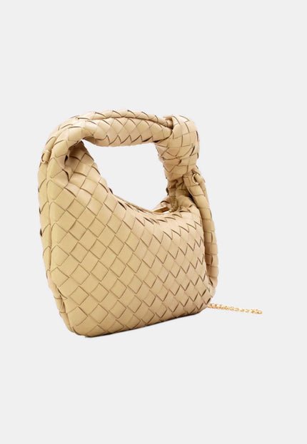 OP=OP.07.NL Schoudertas in Beige Gevlochten Leer