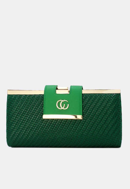 OP=OP.07.NL Groene Clutch met Gouden Ketting