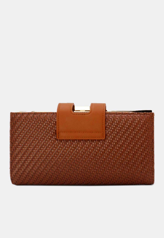 OP=OP.07.NL Clutch in Cognac Gevlochten Leer