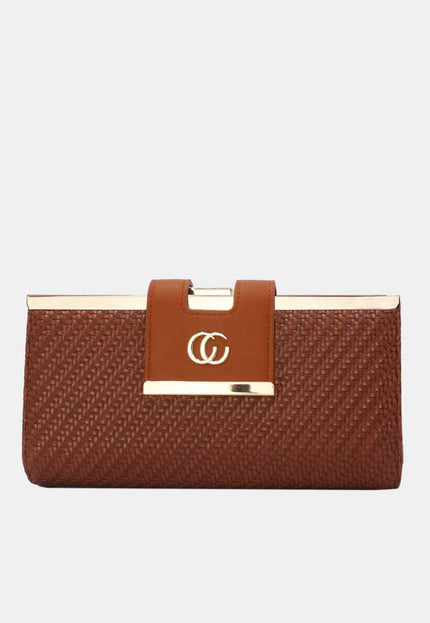 OP=OP.07.NL Clutch in Cognac Gevlochten Leer
