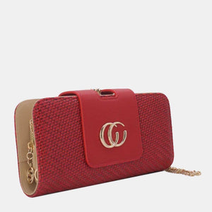 OP=OP.07.NL Clutch in Rood Gevlochten Leer