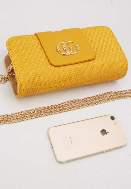 OP=OP.07.NL Gele Clutch met Ketting