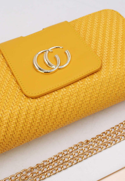 OP=OP.07.NL Gele Clutch met Ketting