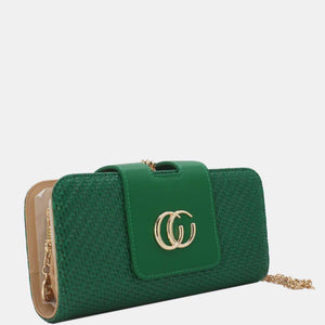 OP=OP.07.NL Groene Gevlochten Clutch