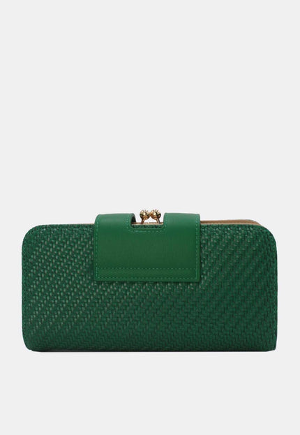 OP=OP.07.NL Groene Gevlochten Clutch