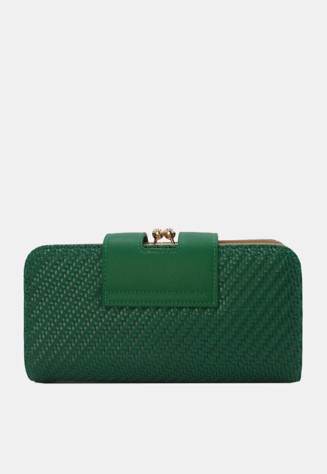 OP=OP.07.NL Groene Gevlochten Clutch