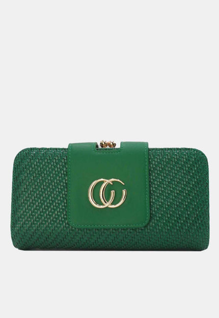 OP=OP.07.NL Groene Gevlochten Clutch