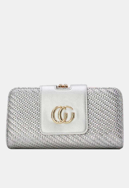 OP=OP.07.NL Zilveren Clutch met Gouden Chain