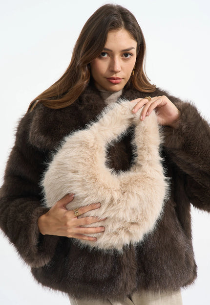 NEW121125 Faux Fur Tas met Gouden Schouderketting