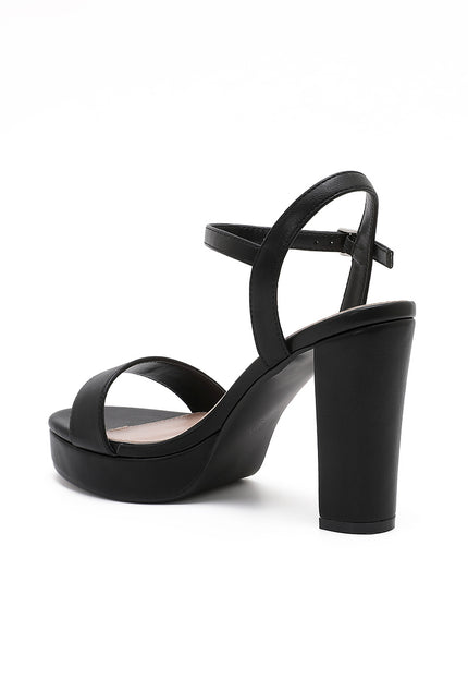 NEW101225 Zwarte Plateau Sandaletten met Blokhak