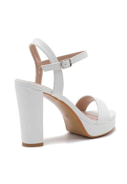 NEW101225 Witte Plateau Sandaletten met Blokhak