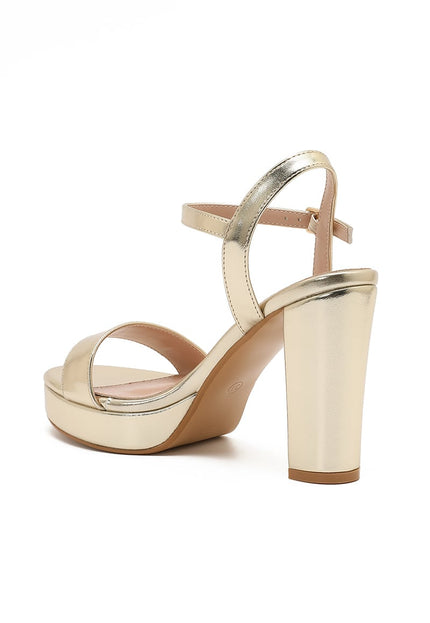 NEW101225 Goudkleurige Plateau Sandaletten