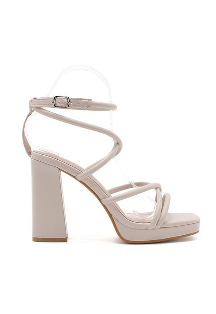 NEW101225 Beige Strappy Sandaletten met Blokhak