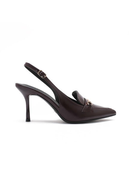 OP=OP.02.NL Bruine Slingback Pumps met Horsebit