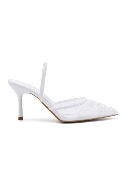 NEW101225 Witte Slingback Pumps met Kant