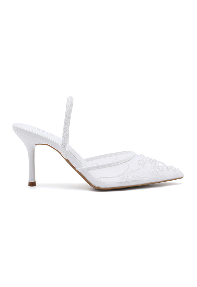 NEW101225 Witte Slingback Pumps met Kant