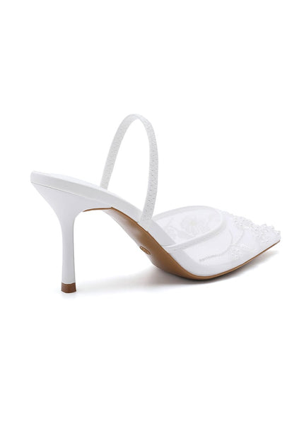 NEW101225 Witte Slingback Pumps met Kant
