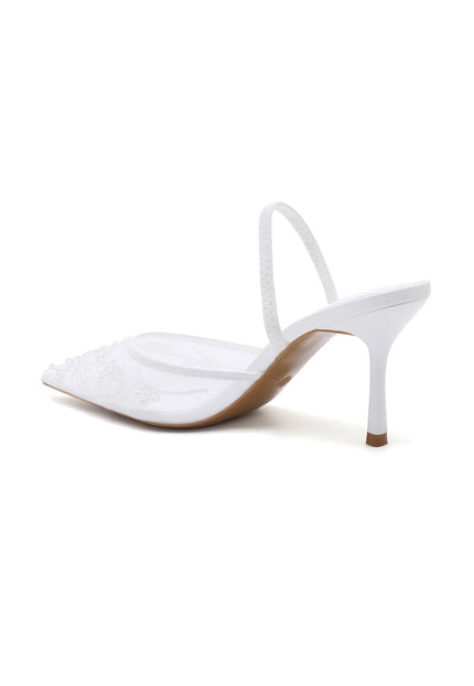 NEW101225 Witte Slingback Pumps met Kant