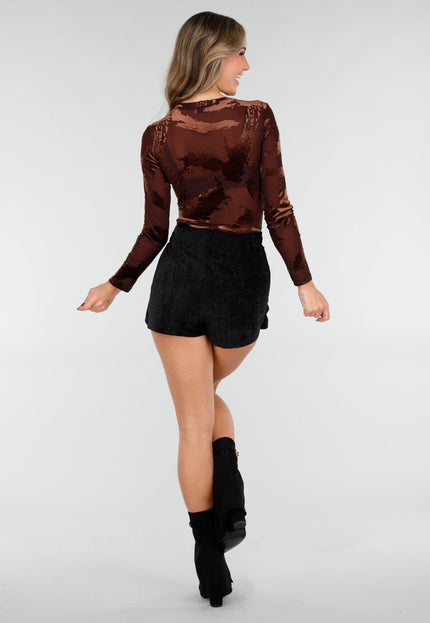 NEW171225 Bruine Mesh Velvet Body