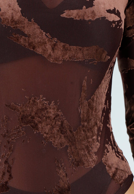 NEW171225 Bruine Mesh Velvet Body