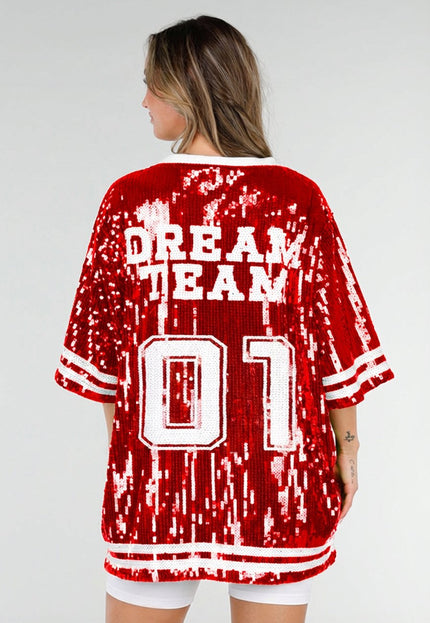 NEW280126 Rode Dreamteam Pailletten Jersey