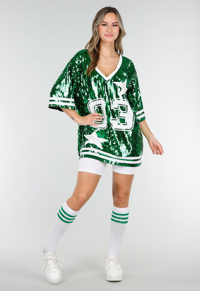 NEW280126 Groene Dreamteam Pailletten Jersey