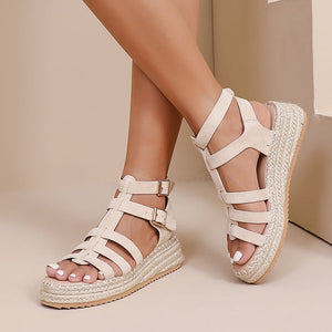 NEW250326 Beige Suède Espadrille Sandalen