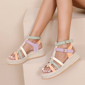 NEW250326 Pastel Suède Multikleur Espadrille Sandalen