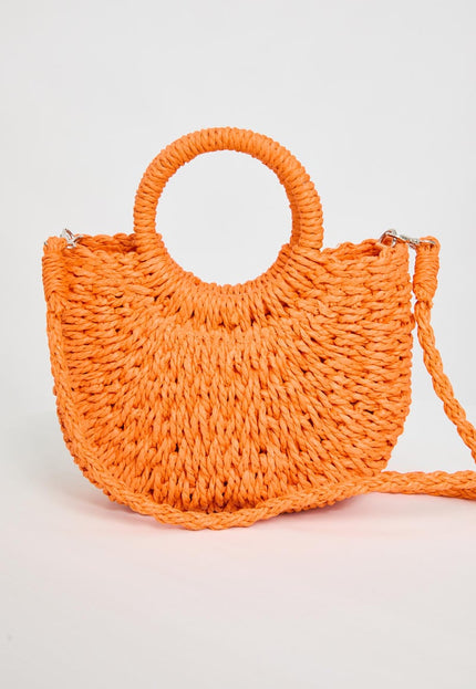 NEW150426 Oranje Raffia Handtas