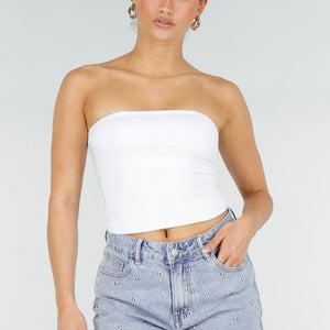 NEW290426 Witte Bandeau Top met Pads