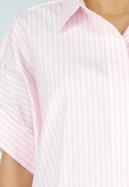 NEW290426 Roze Oversized Gestreepte Blouse