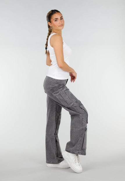 NEW290426 Witte Rib Tank Top met Glitters