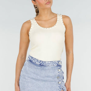 NEW290426 Lichtgele Rib Tank Top met Glitters