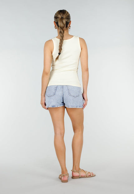 NEW290426 Lichtgele Rib Tank Top met Glitters