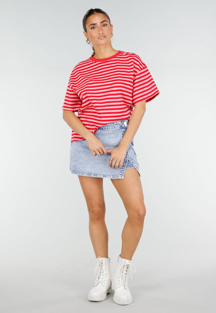 NEW290426 Rood Roze Gestreept T-shirt