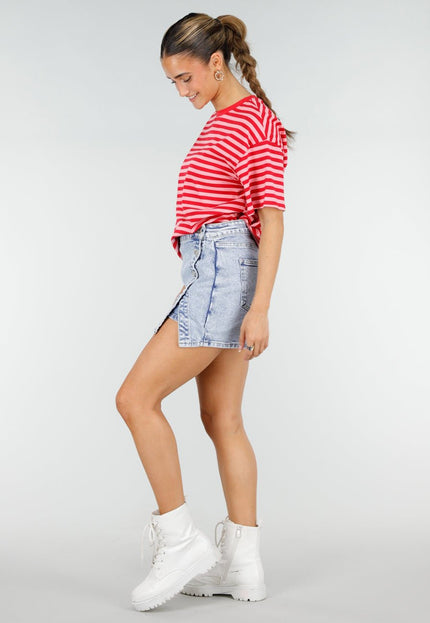 NEW290426 Rood Roze Gestreept T-shirt