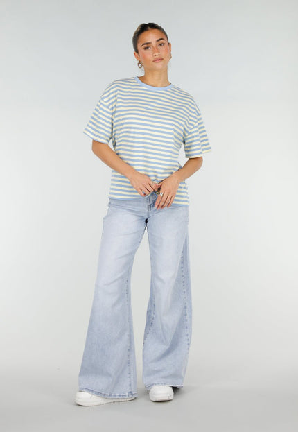NEW290426 Geel Blauw Gestreept T-shirt
