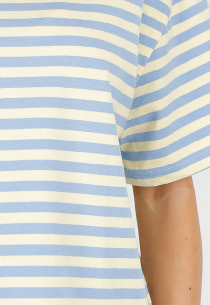 NEW290426 Geel Blauw Gestreept T-shirt