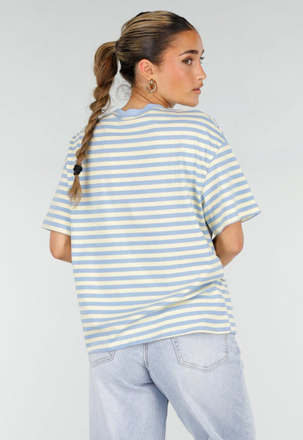 NEW290426 Geel Blauw Gestreept T-shirt