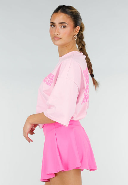 NEW290426 Roze Oversized T-shirt met Tekstprint